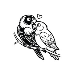  birds on branch - love and romance concept.