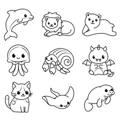 coloring pictures collection of cute animals. coloring pages for children that you can print on standard paper	