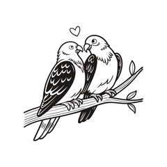 birds on branch - love and romance concept.
