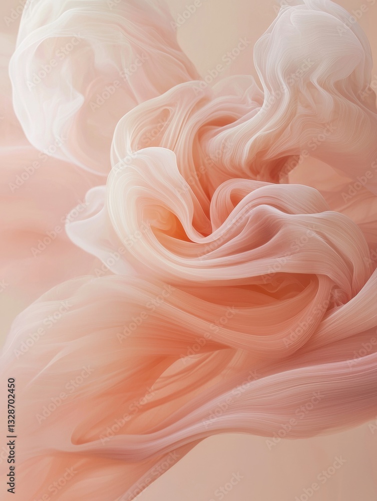 Poster abstract digital art piece that appears to be made up of multiple layers of fabric or fluid. the fab