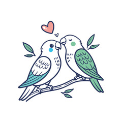  birds on branch - love and romance concept.