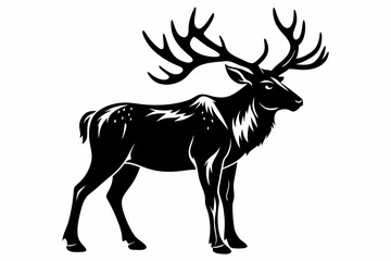 elk line art silhouette vector illustration