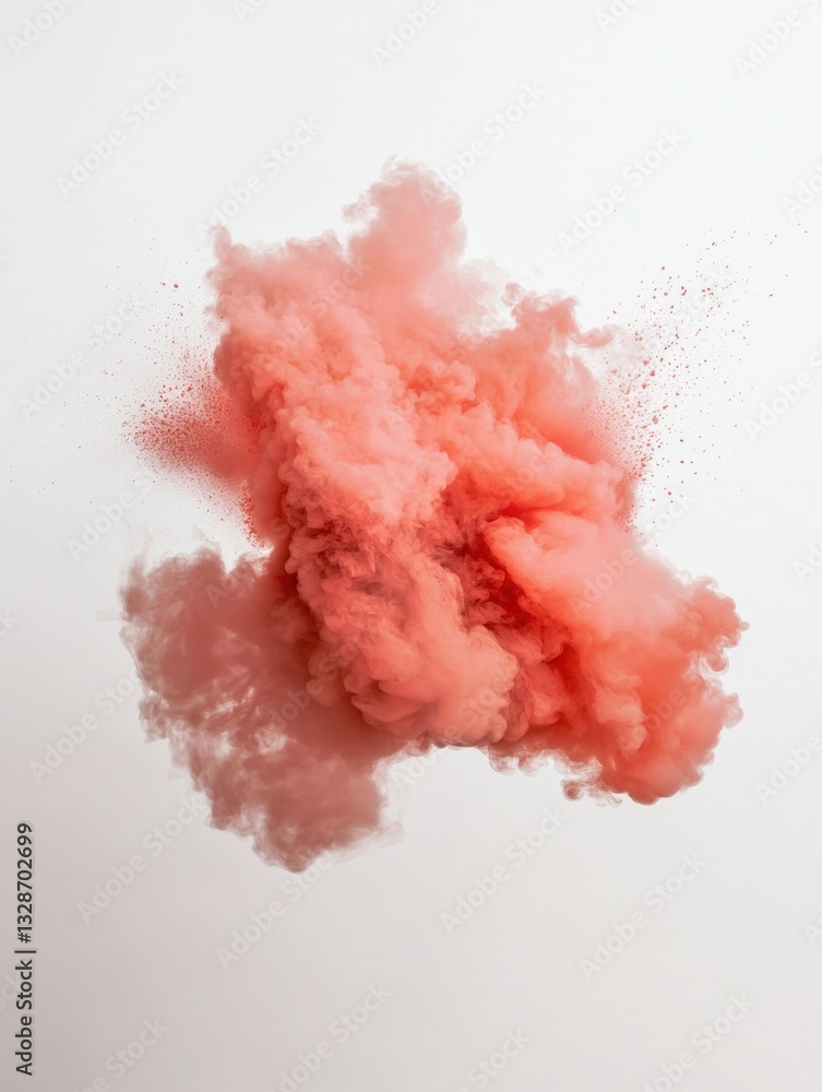 Poster photograph of a cloud of red smoke or dust. the cloud is in the center of the image and appears to b
