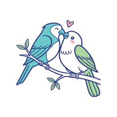  birds on branch - love and romance concept.