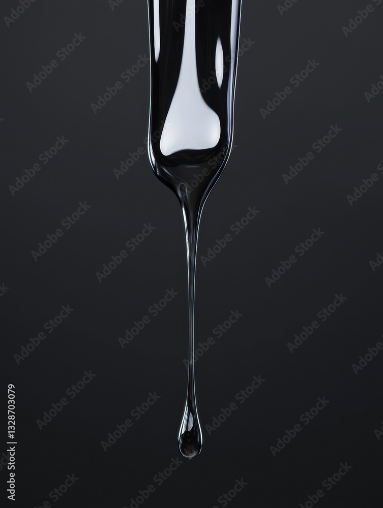 Poster close-up of a single drop of water on a black background. the drop is in the center of the image and