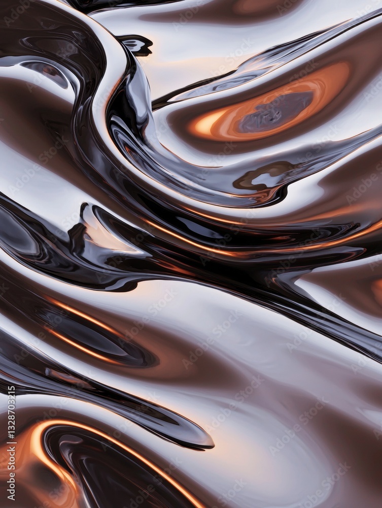 Poster abstract digital art piece that appears to be made up of different shades of brown and orange. the c