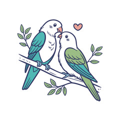  birds on branch - love and romance concept.