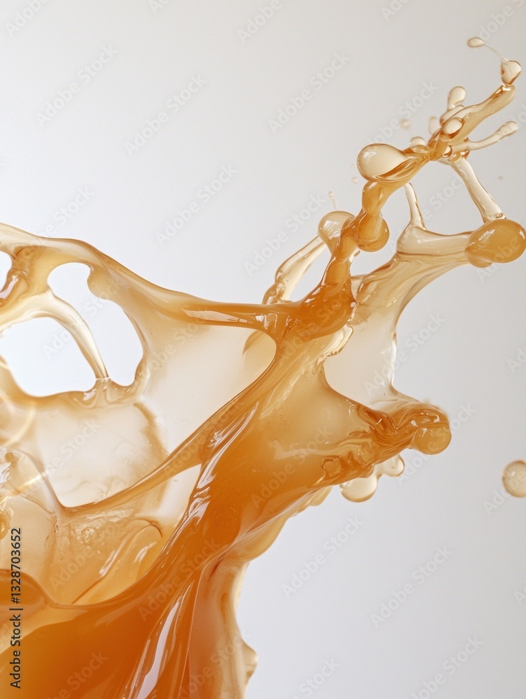 Poster close-up of a splash of orange liquid. the liquid appears to be in motion, with droplets of the liqu
