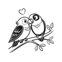  birds on branch - love and romance concept.