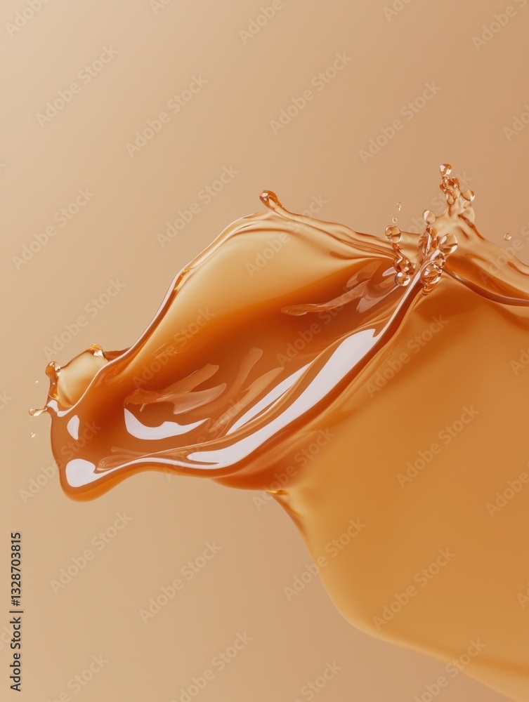 Poster close-up of a splash of orange liquid. the liquid appears to be flowing in a wave-like manner, creat