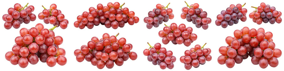Fototapeta premium Multiple Bunches of Red Globe Grapes, Cut Out Set