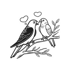  birds on branch - love and romance concept.