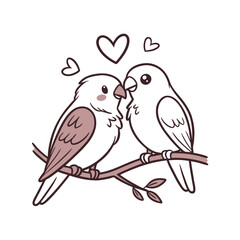  birds on branch - love and romance concept.