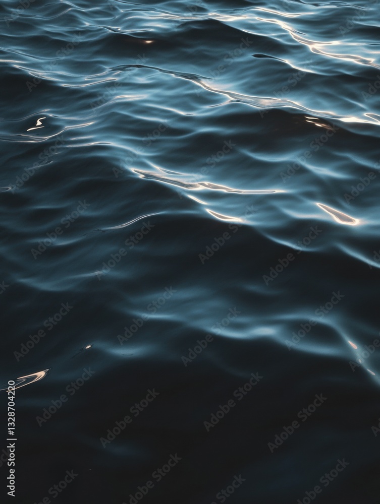 Poster close-up of the surface of a body of water. the water appears to be calm and still, with ripples and