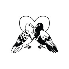  birds on branch - love and romance concept.