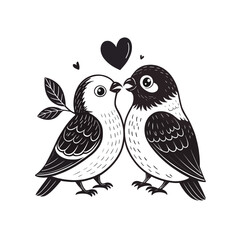  birds on branch - love and romance concept.
