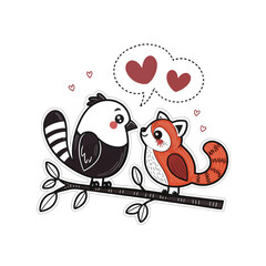  birds on branch - love and romance concept.