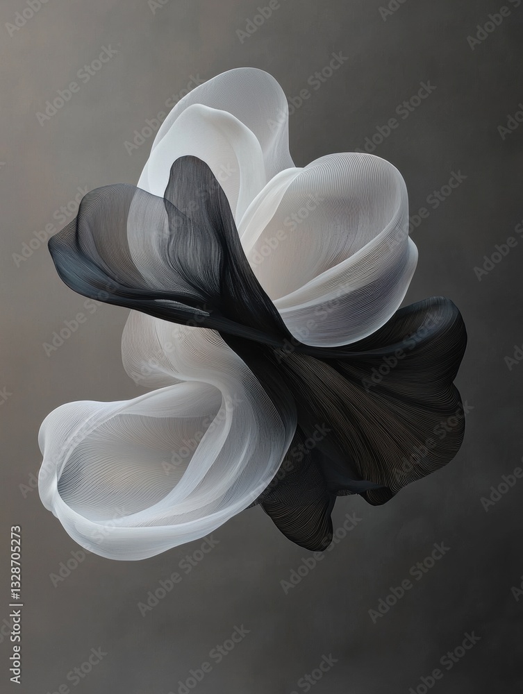Poster abstract digital art piece that appears to be a flower or a flower. it is made up of multiple layers