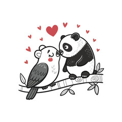  birds on branch - love and romance concept.