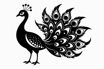 peacock line art silhouette vector illustration