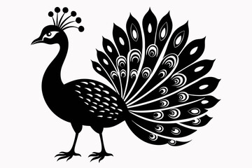 peacock line art silhouette vector illustration
