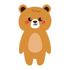 cute hand drawing cartoon brown bear. cute bear drawing for animal sticker, icon