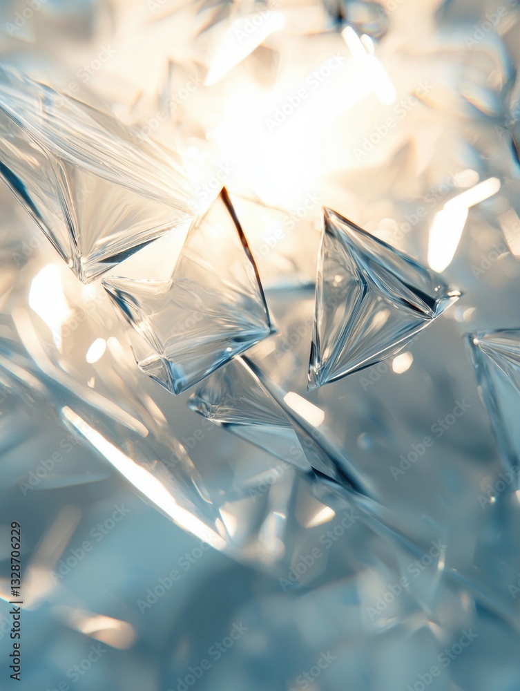 Aufkleber close-up of a group of transparent diamonds. the diamonds are arranged in a scattered manner, with s