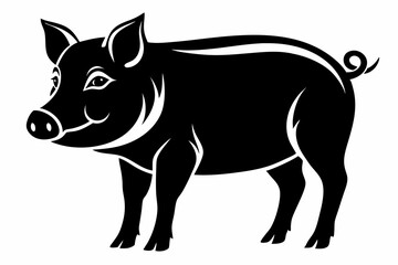 pig line art silhouette vector illustration