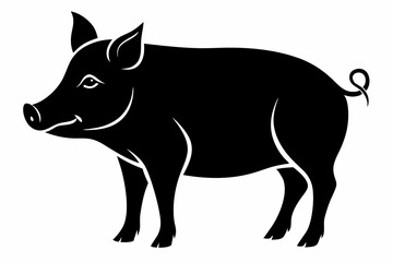 pig line art silhouette vector illustration