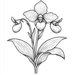 Orchid flower coloring page floral art home simple outline nature relaxation concept