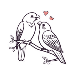  birds on branch - love and romance concept.