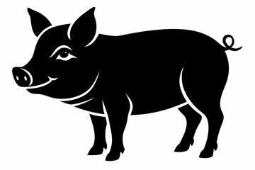 pig line art silhouette vector illustration