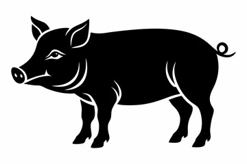 pig line art silhouette vector illustration