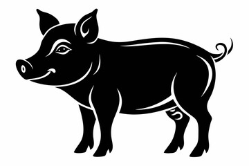 pig line art silhouette vector illustration