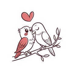  birds on branch - love and romance concept.