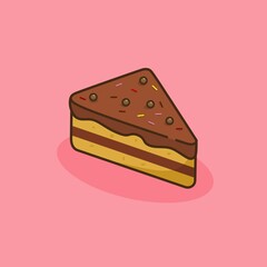 cartoon illustration of a piece of chocolate cake
