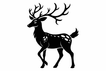 reindeer line art silhouette vector illustration