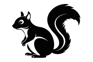 squirrel line art silhouette vector illustration