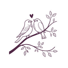  birds on branch - love and romance concept.