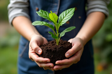 Fototapeta premium young plant in hands