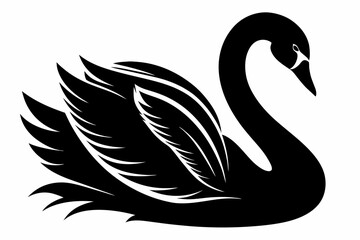 swan line art silhouette vector illustration