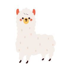 cute drawing cartoon llama. cute animal drawing, doodle, sticker