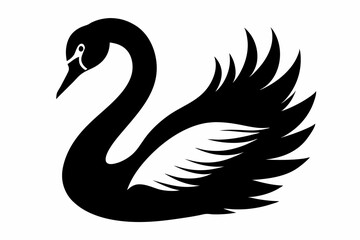 Obraz premium swan line art silhouette vector illustration