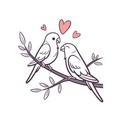  birds on branch - love and romance concept.