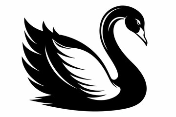 swan line art silhouette vector illustration
