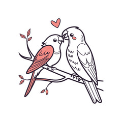  birds on branch - love and romance concept.