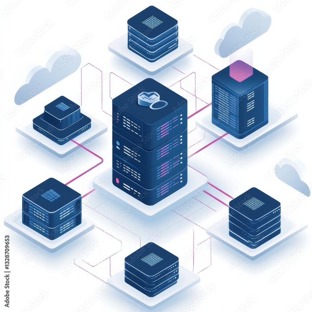 Poster data management strategies cloud computing platforms infographic digital environment aerial perspect