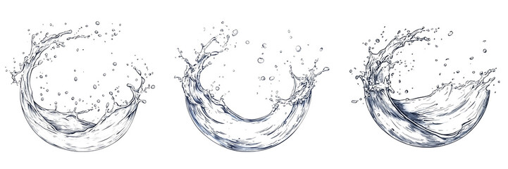 Circle water splash on transparent background