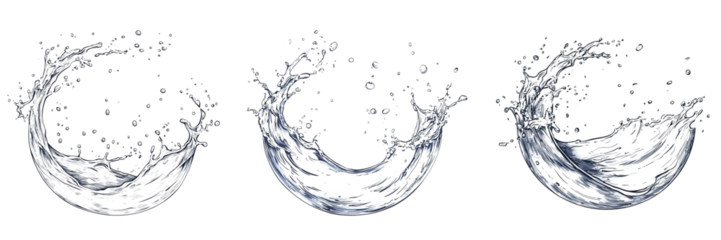 Circle water splash on transparent background