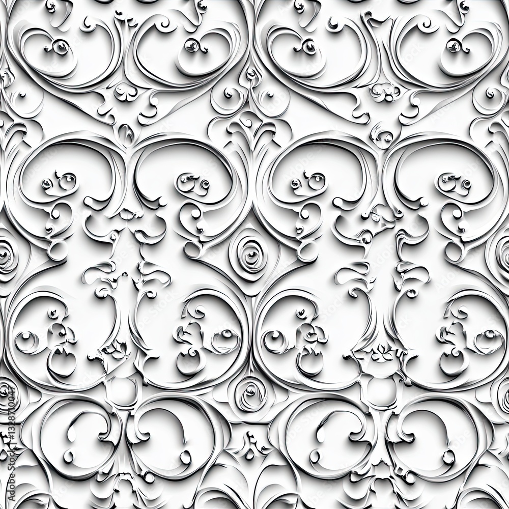 Poster elegant ornate scrollwork symmetrical swirls for design projects